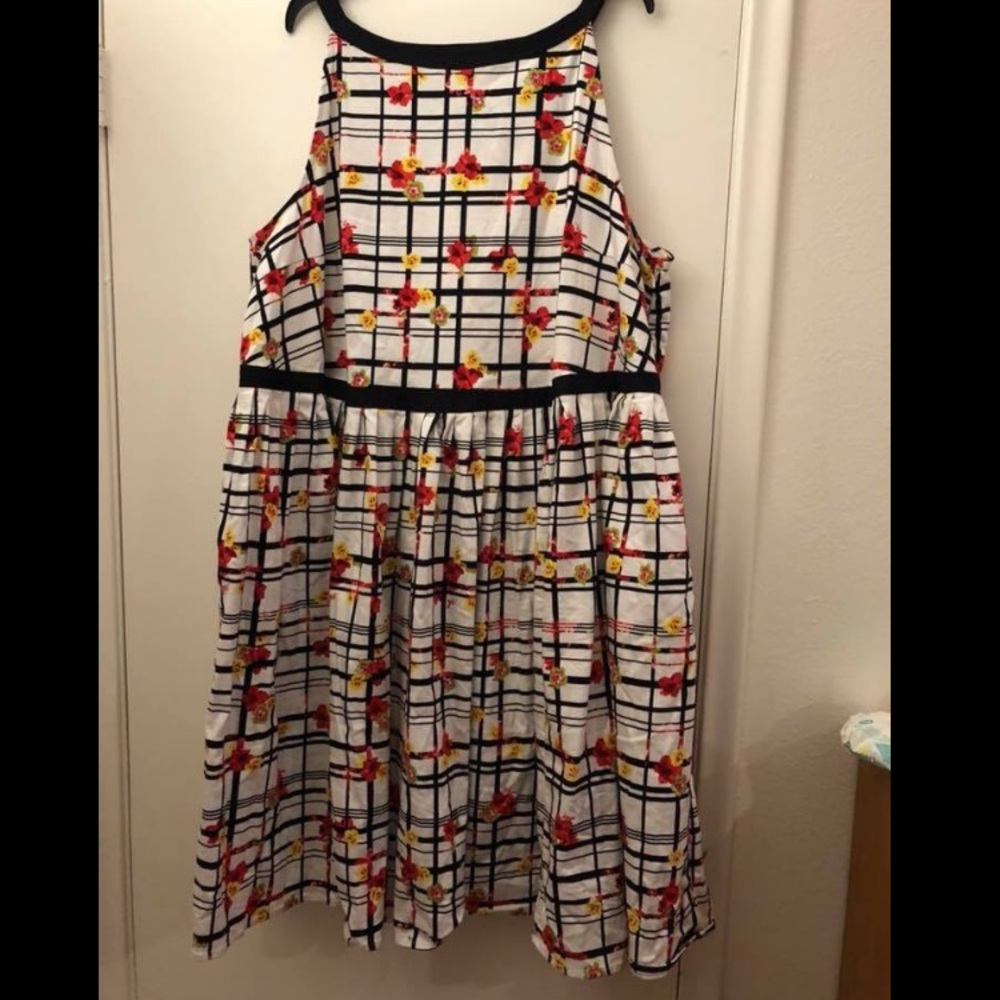 eShakti Floral Plaid High Neck Dress